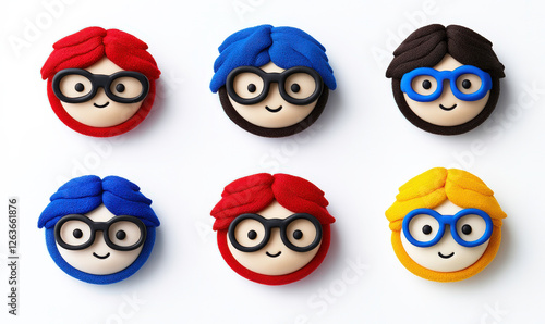 Wallpaper Mural Colorful and Playful Character Cookies for Kids Featuring Different Hair Colors and Glasses – Perfect for Parties and Celebrations Torontodigital.ca