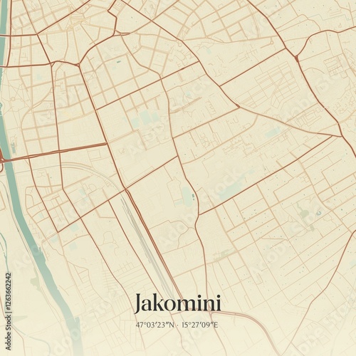 Vintage map of Jakomini, Austria.