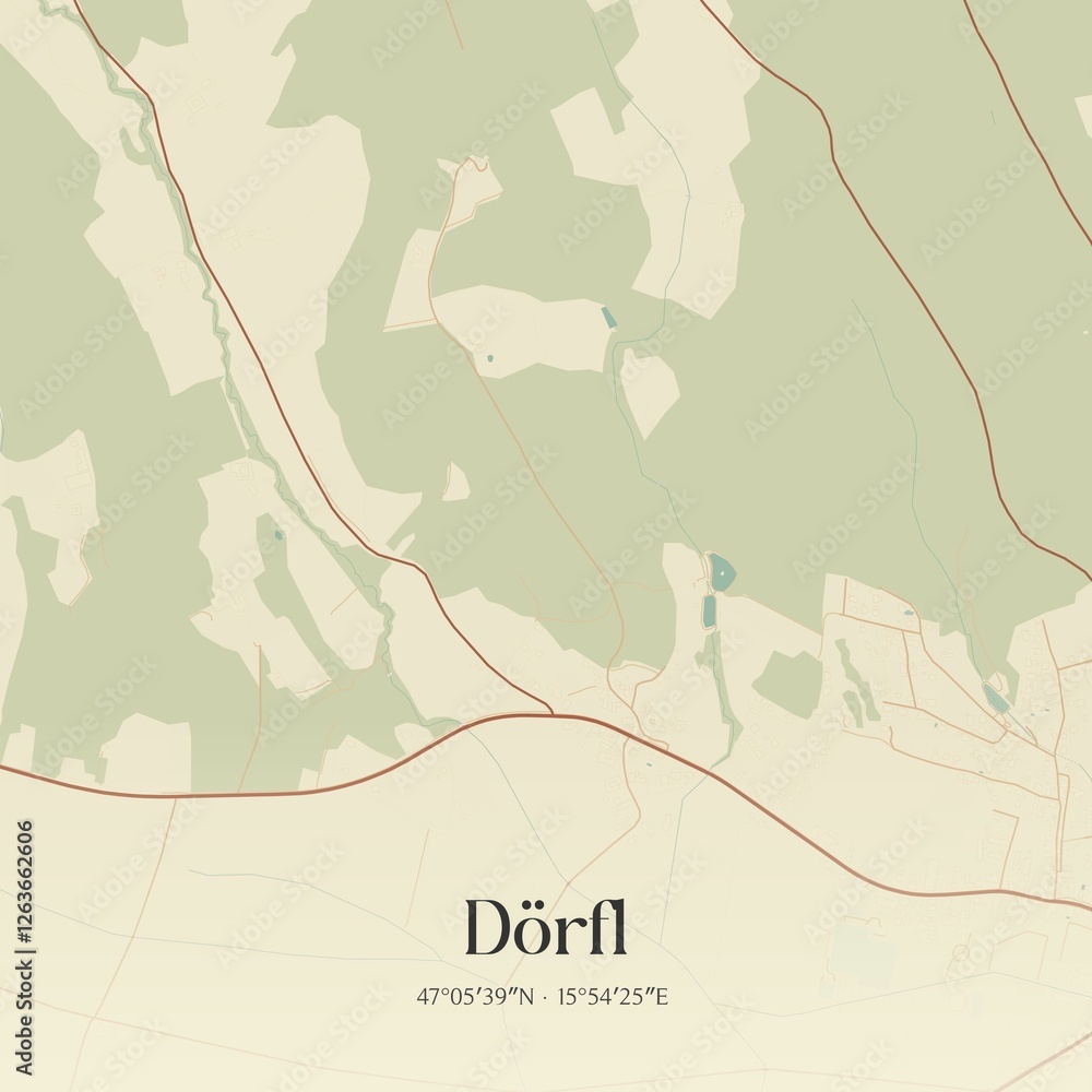 Vintage map of Dörfl, Austria.