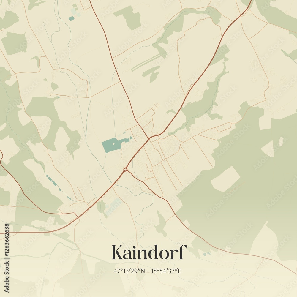 Vintage map of Kaindorf, Austria.