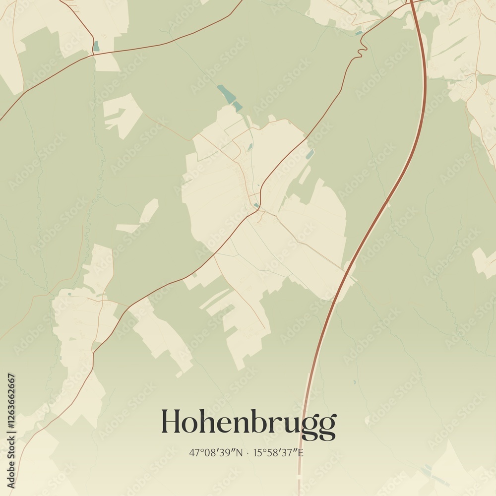 Vintage map of Hohenbrugg, Austria.