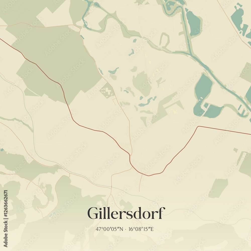 Vintage map of Gillersdorf, Austria.