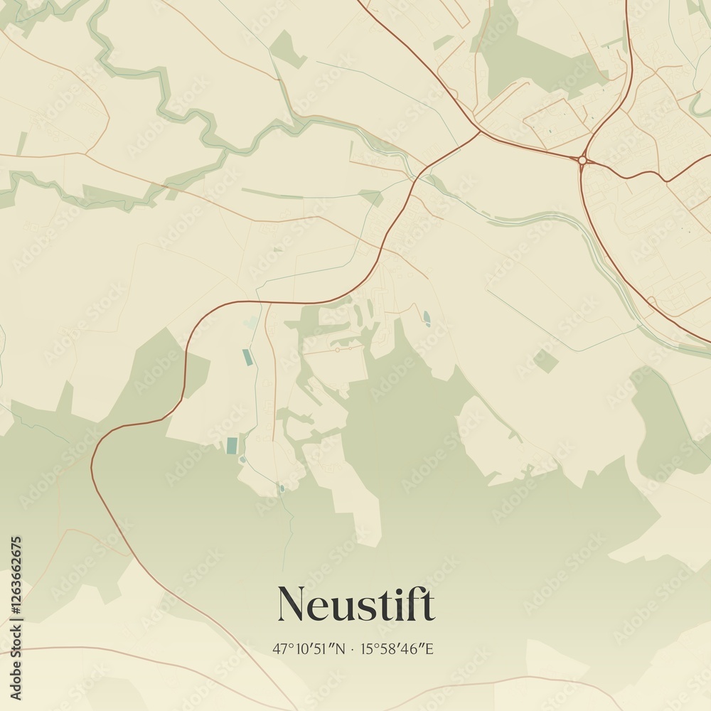Vintage map of Neustift, Austria.