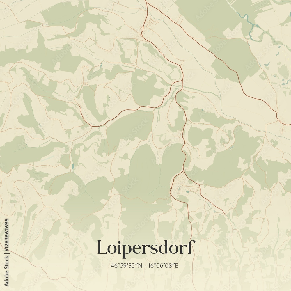 Vintage map of Loipersdorf, Austria.