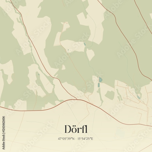 Obraz na płótnie Vintage map of Dörfl, Austria. w salonie