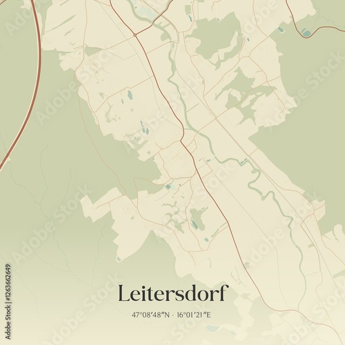 Obraz na płótnie Vintage map of Leitersdorf, Austria. w salonie