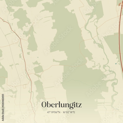 Vintage map of Oberlungitz, Austria.