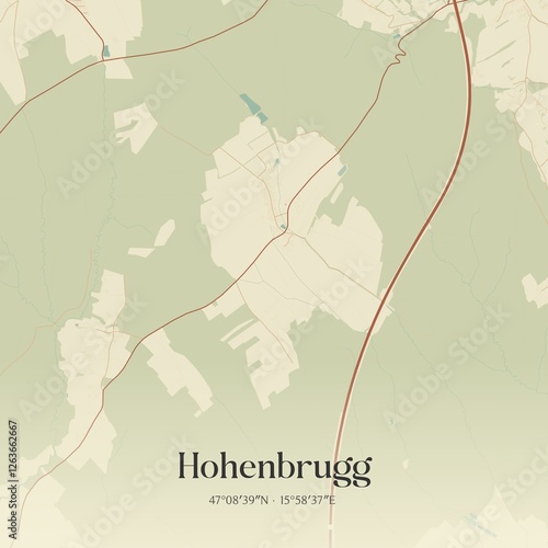Obraz na płótnie Vintage map of Hohenbrugg, Austria. w salonie