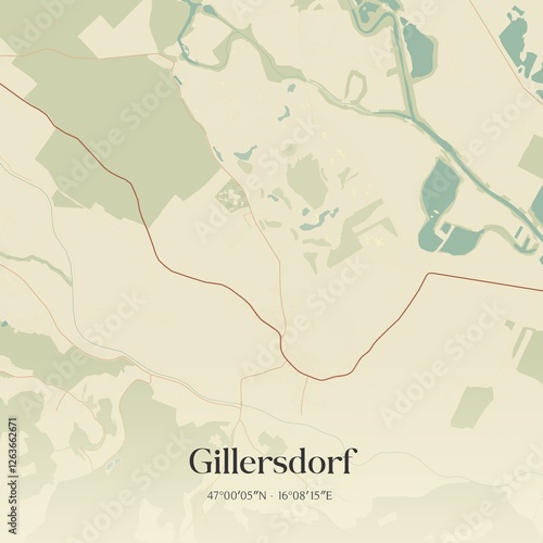 Obraz na płótnie Vintage map of Gillersdorf, Austria. w salonie