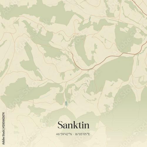 Obraz na płótnie Vintage map of Sanktin, Austria. w salonie