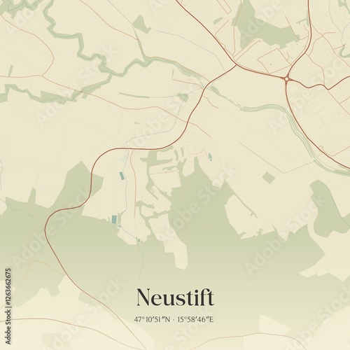 Vintage map of Neustift, Austria.