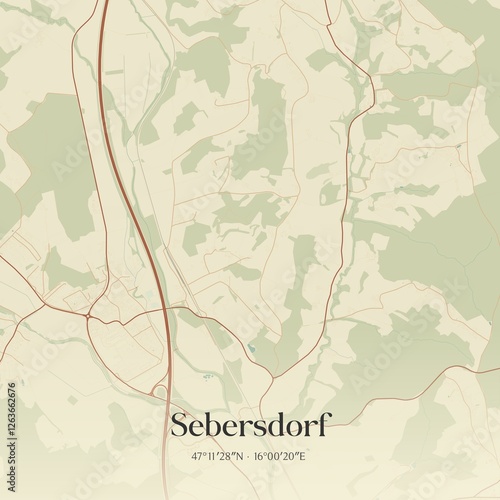 Obraz na płótnie Vintage map of Sebersdorf, Austria. w salonie
