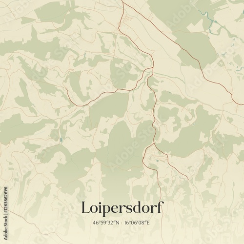 Obraz na płótnie Vintage map of Loipersdorf, Austria. w salonie