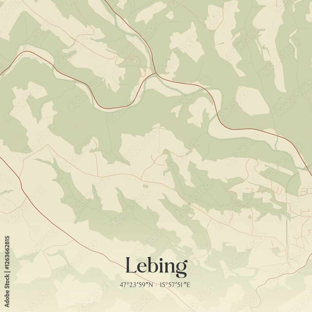 Vintage map of Lebing, Austria.
