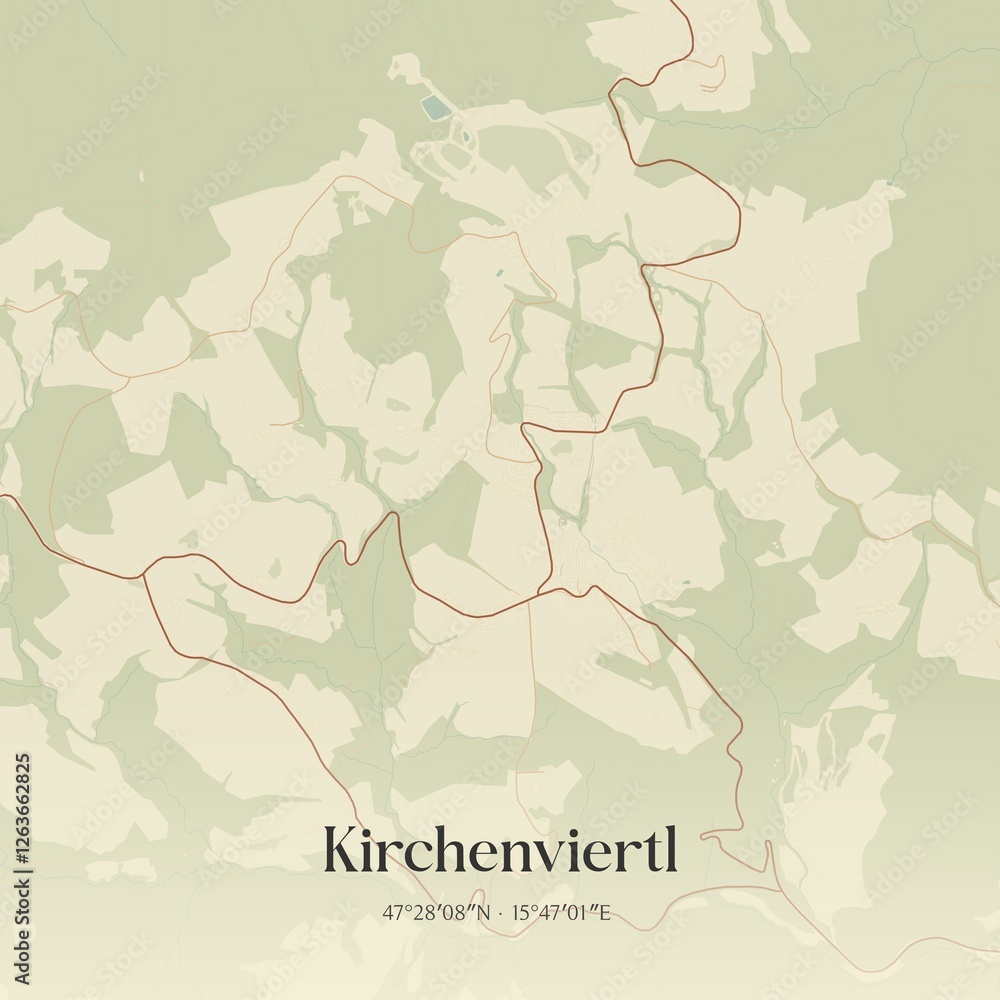 Vintage map of Kirchenviertl, Austria.