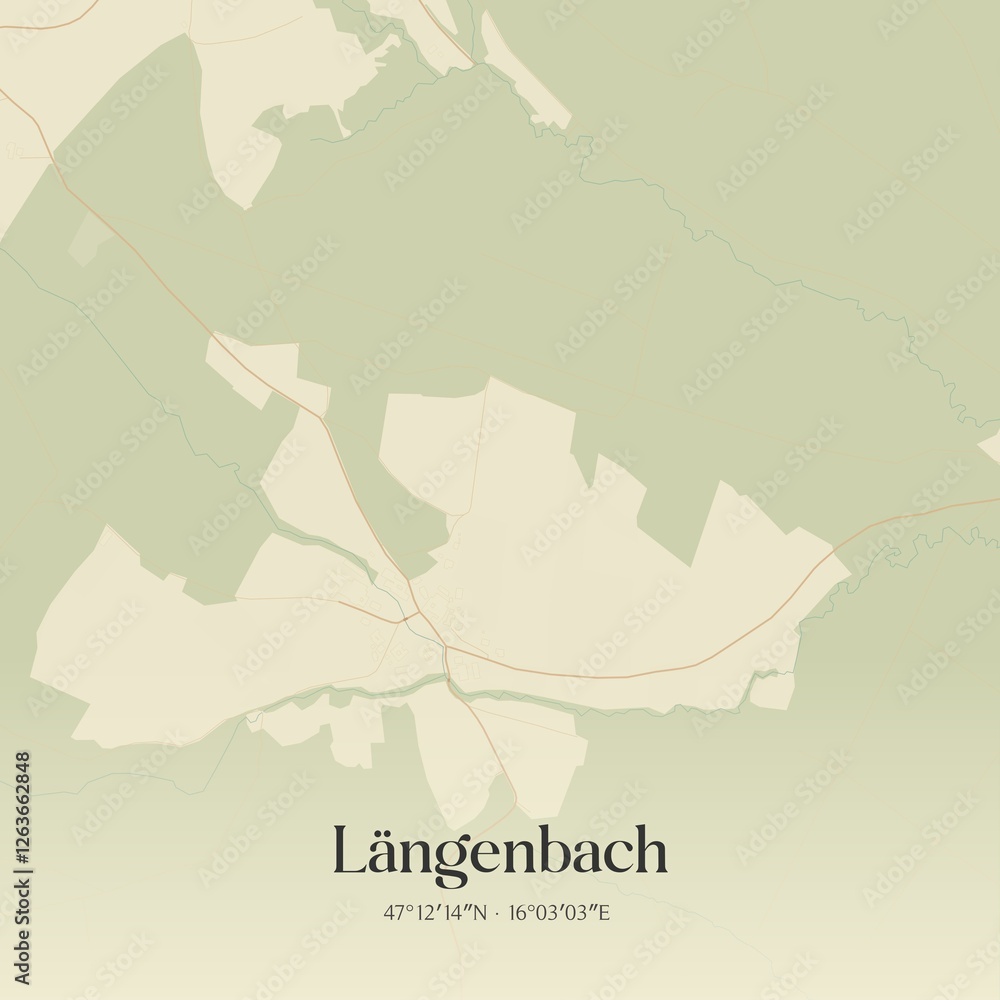 Vintage map of Längenbach, Austria.