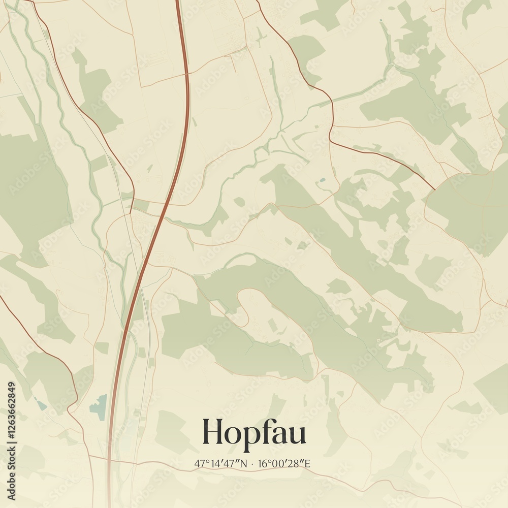 Vintage map of Hopfau, Austria.