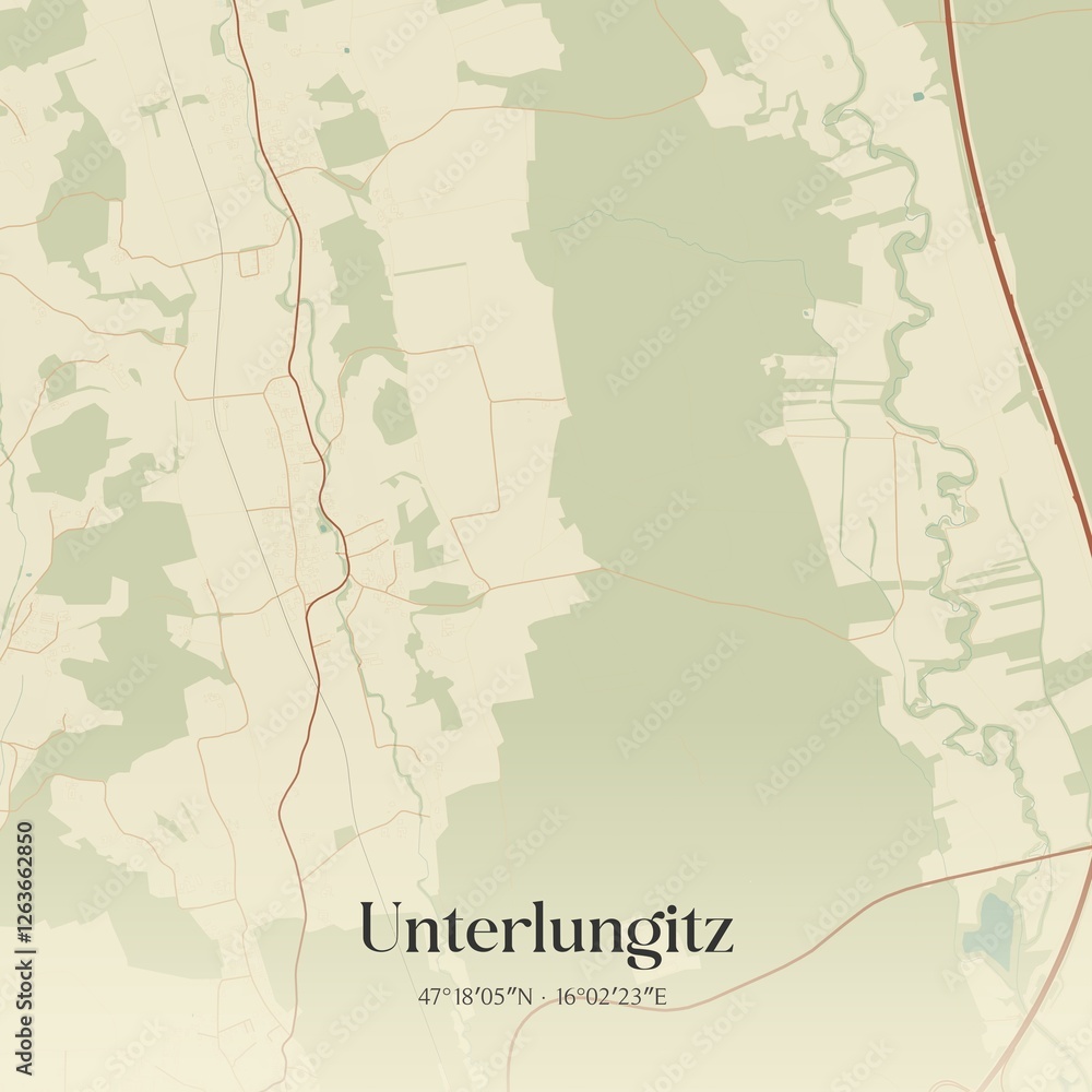 Vintage map of Unterlungitz, Austria.
