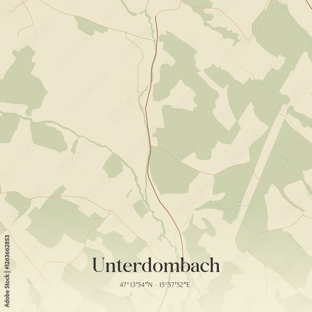 Vintage map of Unterdombach, Austria.