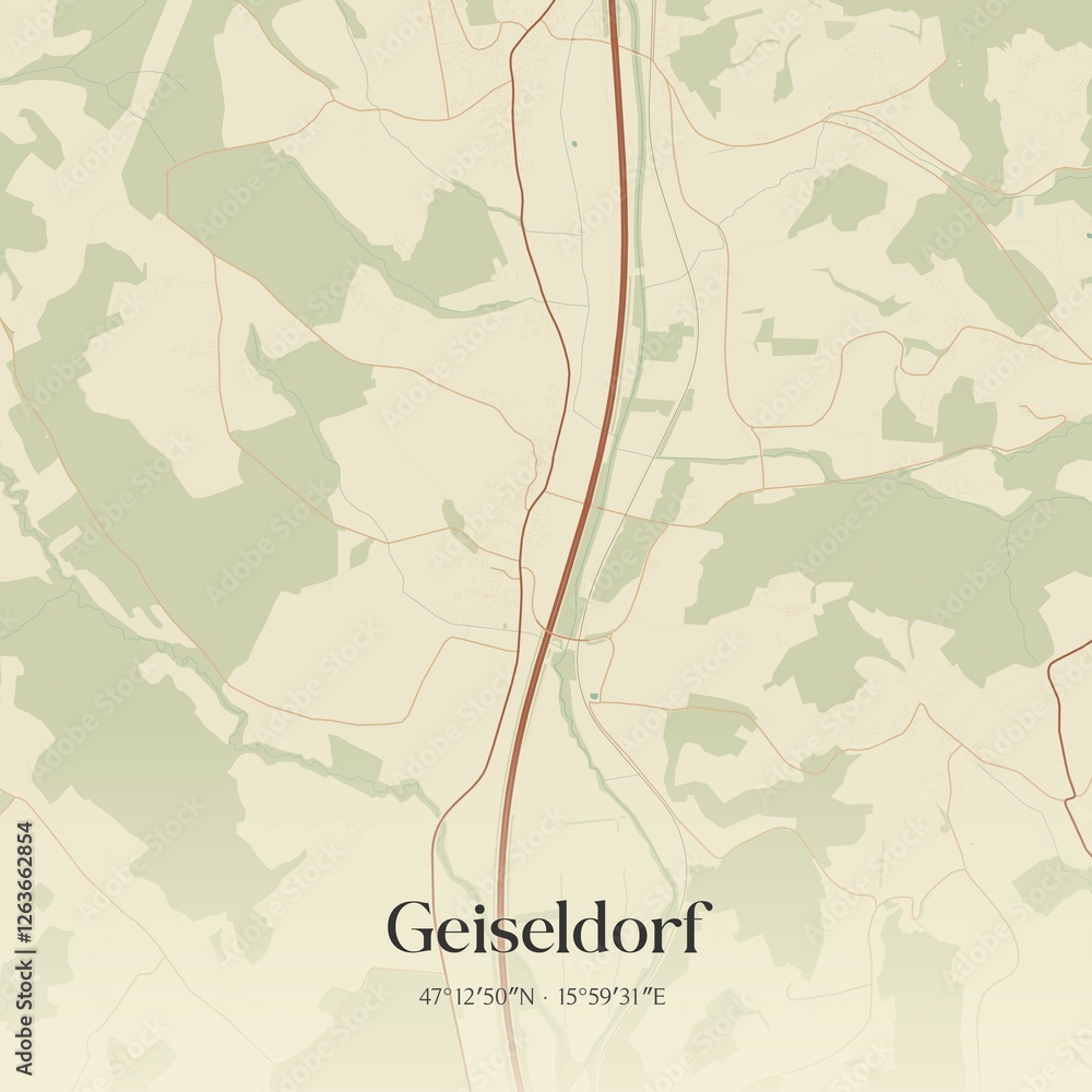 Vintage map of Geiseldorf, Austria.