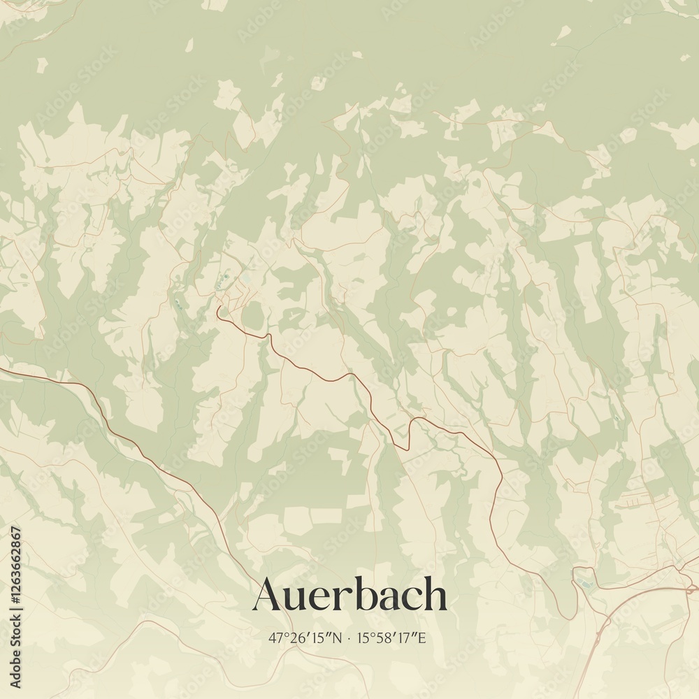 Vintage map of Auerbach, Austria.