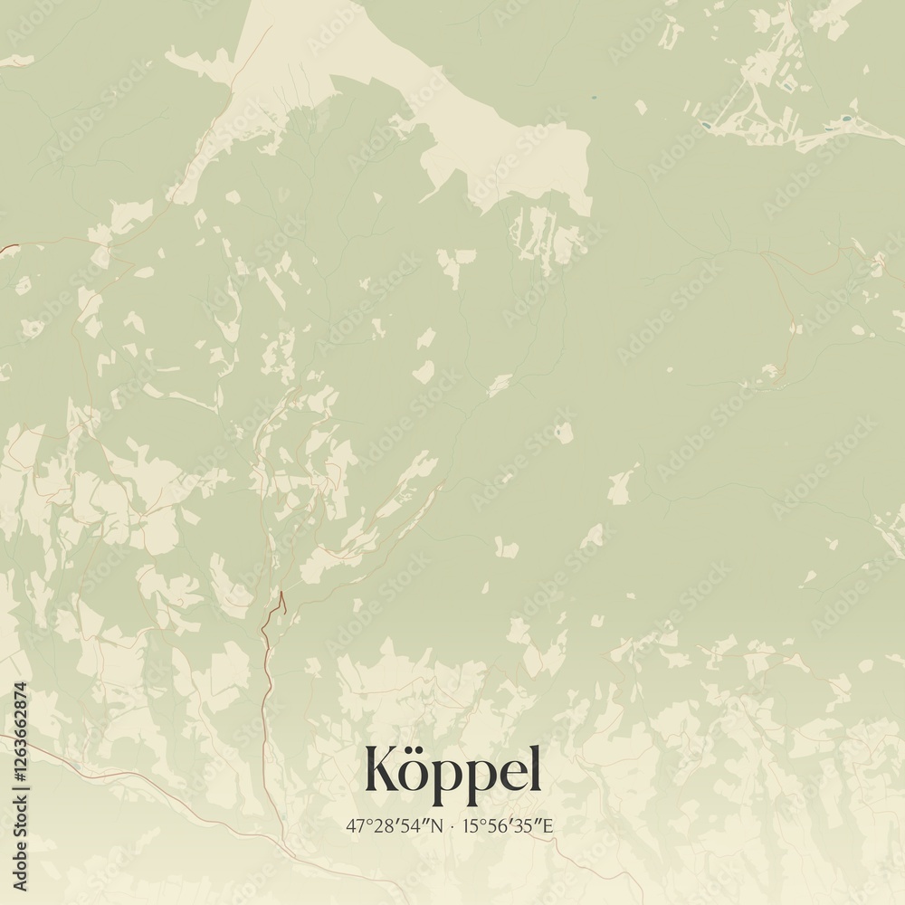 Vintage map of Köppel, Austria.