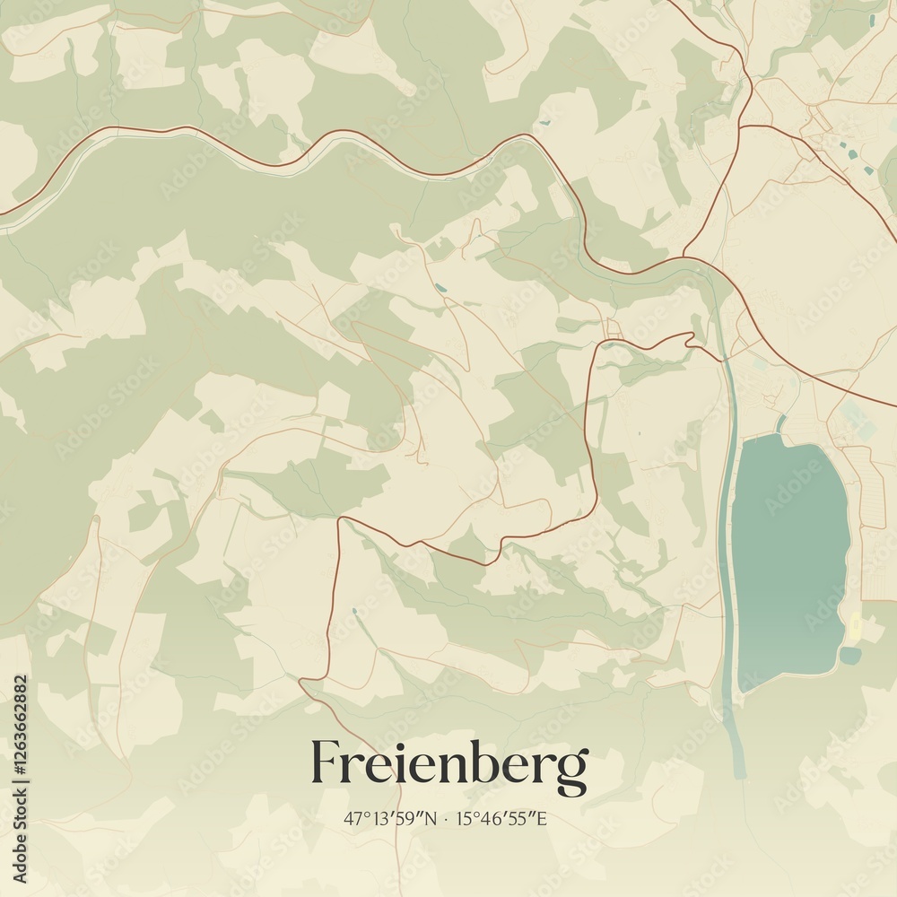 Vintage map of Freienberg, Austria.