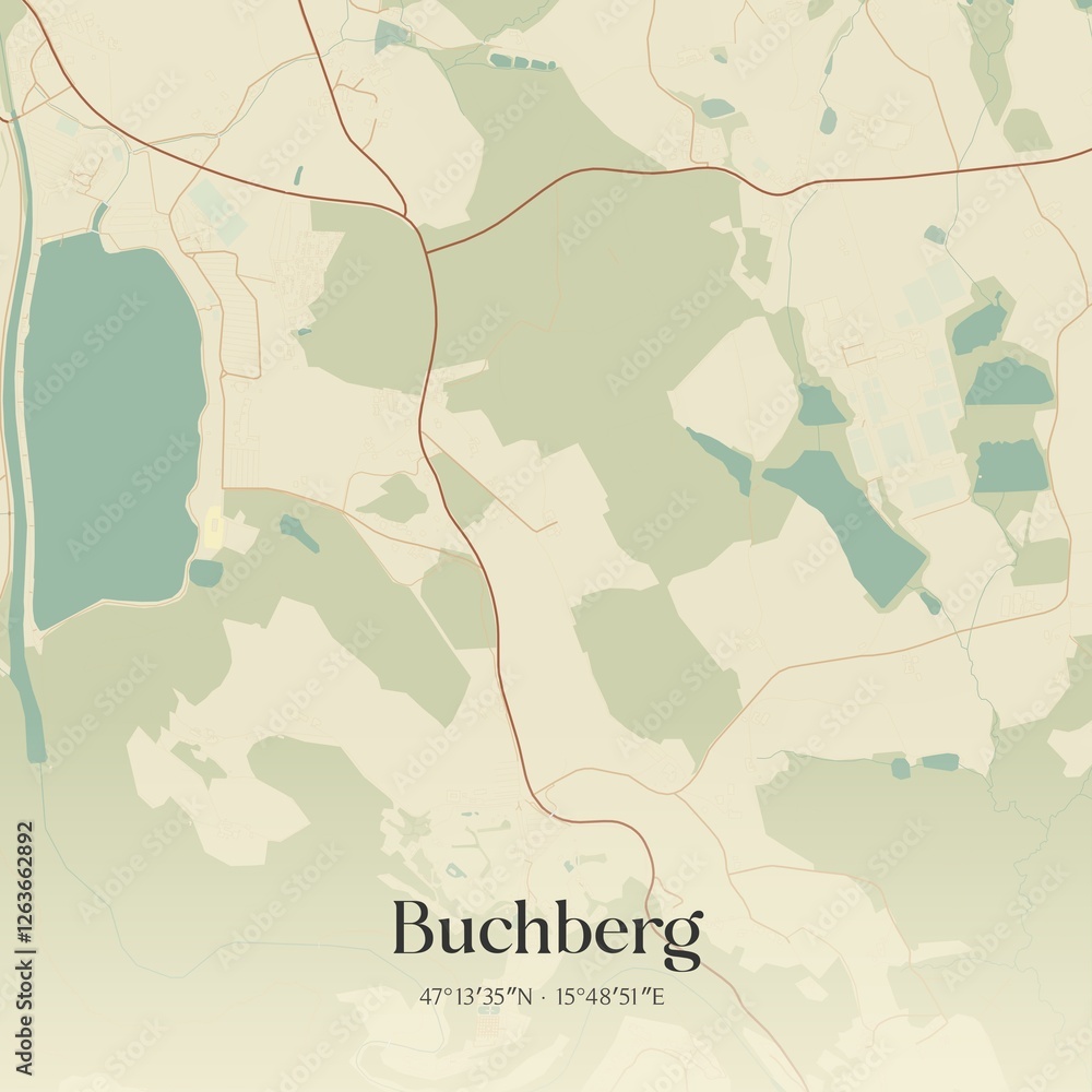 Vintage map of Buchberg, Austria.