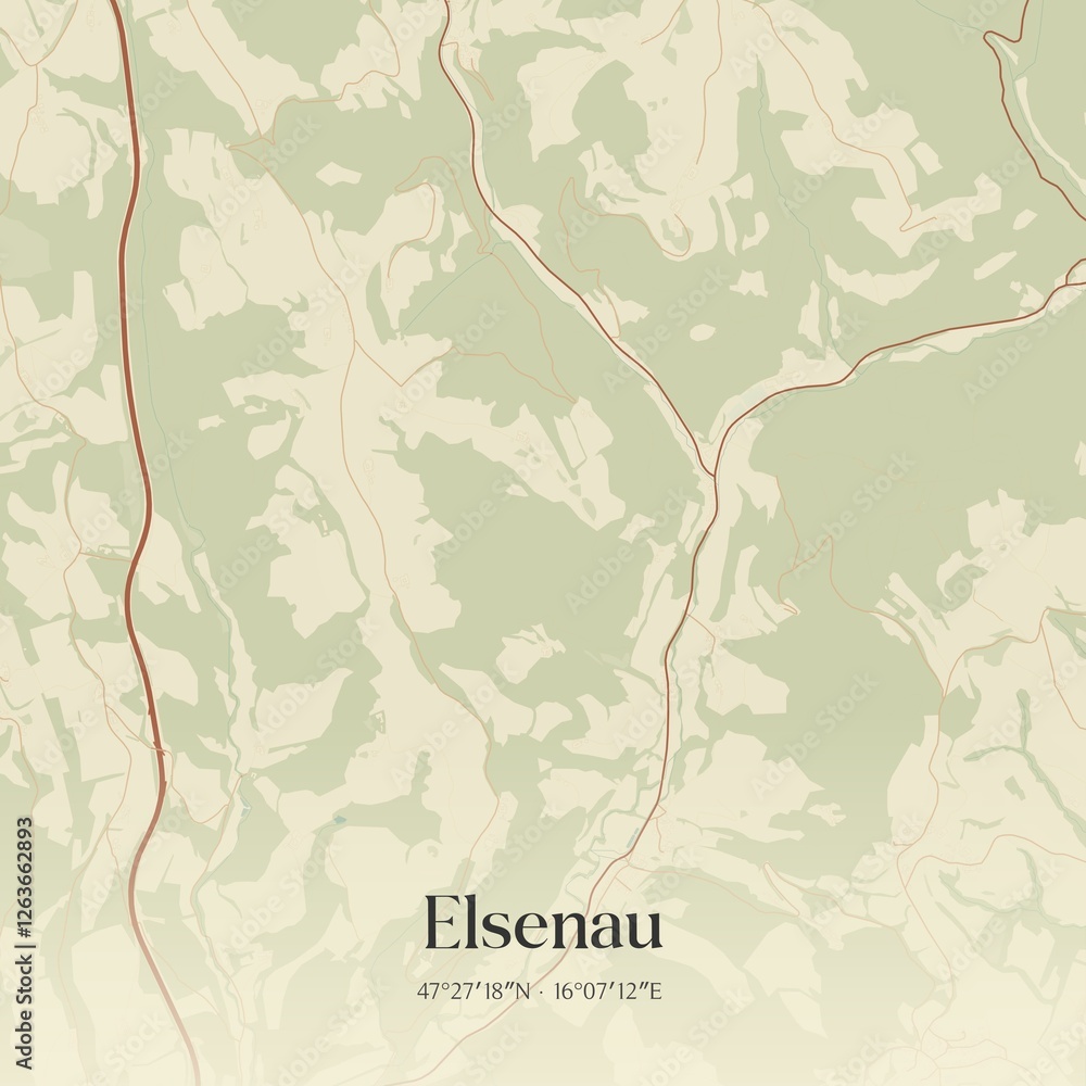 Vintage map of Elsenau, Austria.