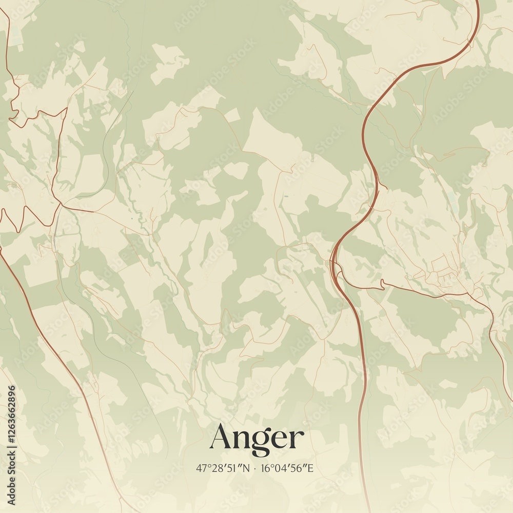 Vintage map of Anger, Austria.