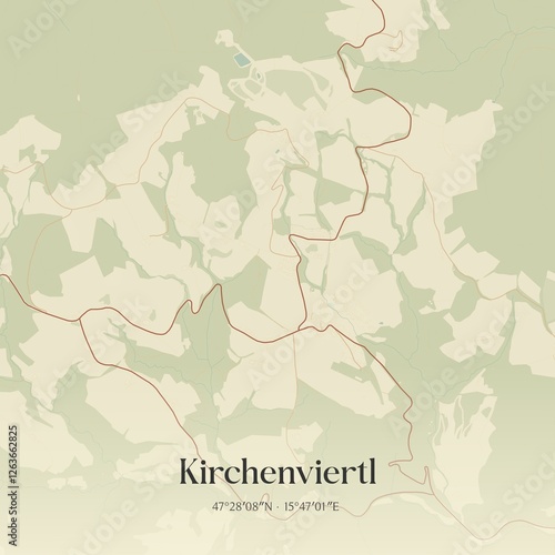 Obraz na płótnie Vintage map of Kirchenviertl, Austria. w salonie
