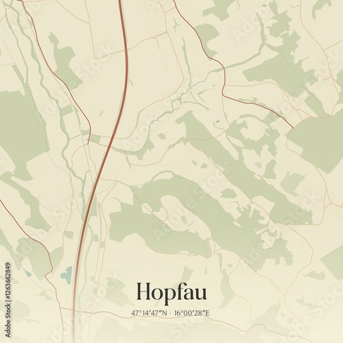 Vintage map of Hopfau, Austria.
