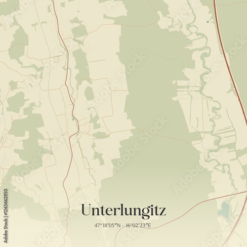 Obraz na płótnie Vintage map of Unterlungitz, Austria. w salonie