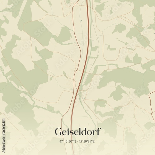 Obraz na płótnie Vintage map of Geiseldorf, Austria. w salonie