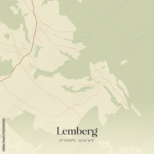 Obraz na płótnie Vintage map of Lemberg, Austria. w salonie