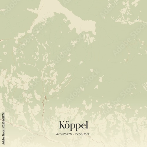 Obraz na płótnie Vintage map of Köppel, Austria. w salonie