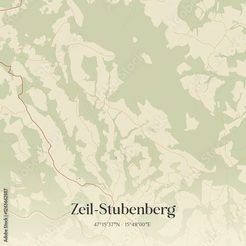 Obraz na płótnie Vintage map of Zeil-Stubenberg, Austria. w salonie