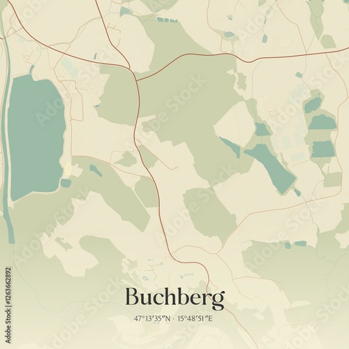 Vintage map of Buchberg, Austria. photo