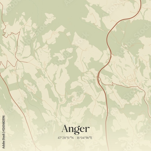 Obraz na płótnie Vintage map of Anger, Austria. w salonie