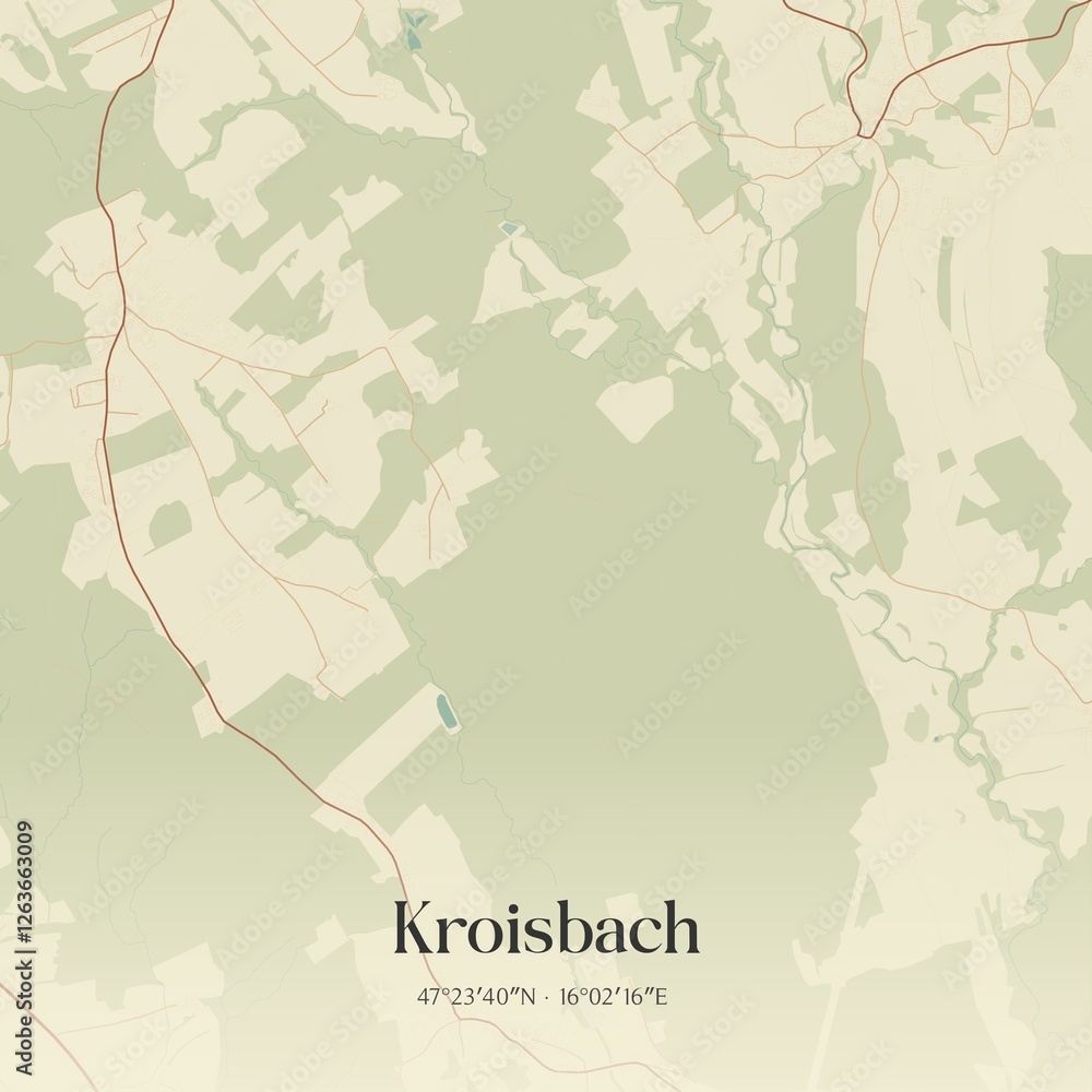 Vintage map of Kroisbach, Austria.
