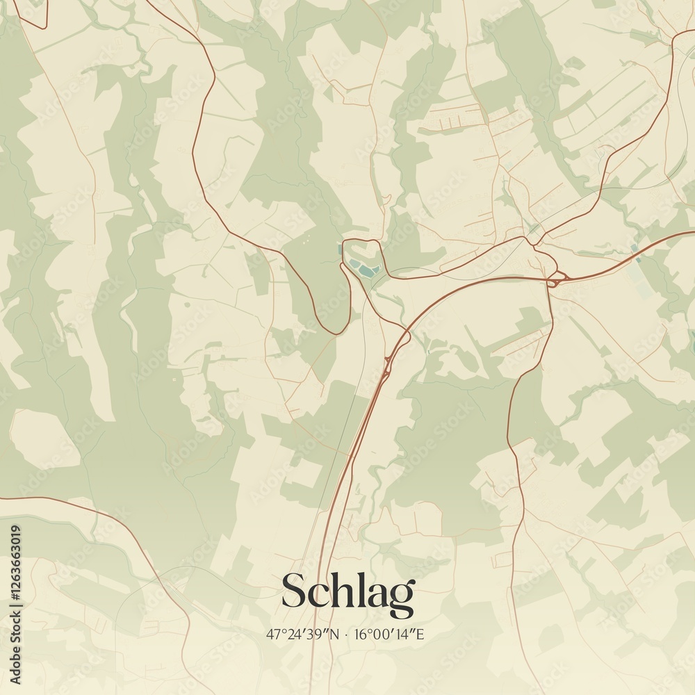 Vintage map of Schlag, Austria.