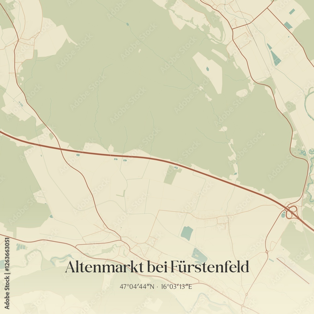 Vintage map of Altenmarkt bei Fürstenfeld, Austria.