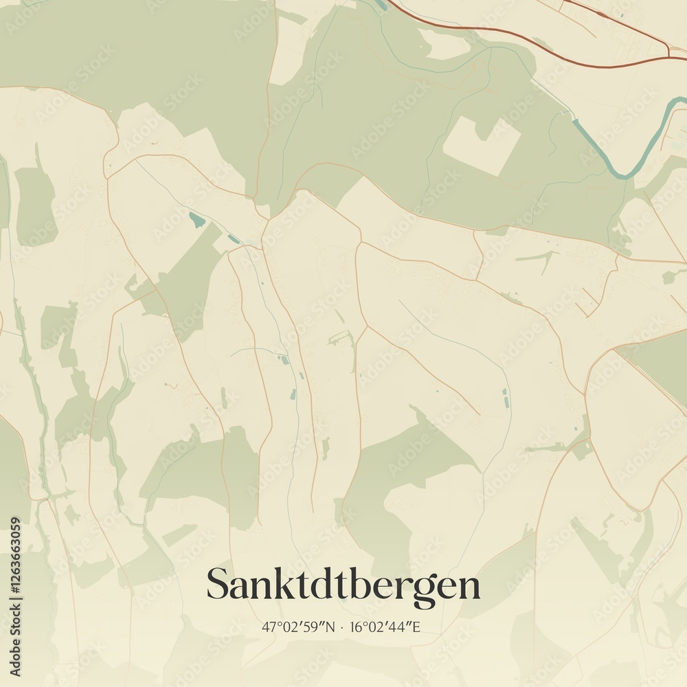 Vintage map of Sanktdtbergen, Austria.