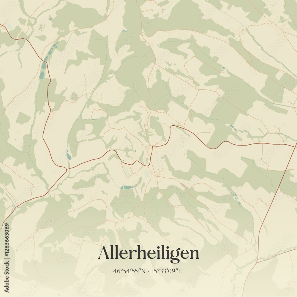 Vintage map of Allerheiligen, Austria.