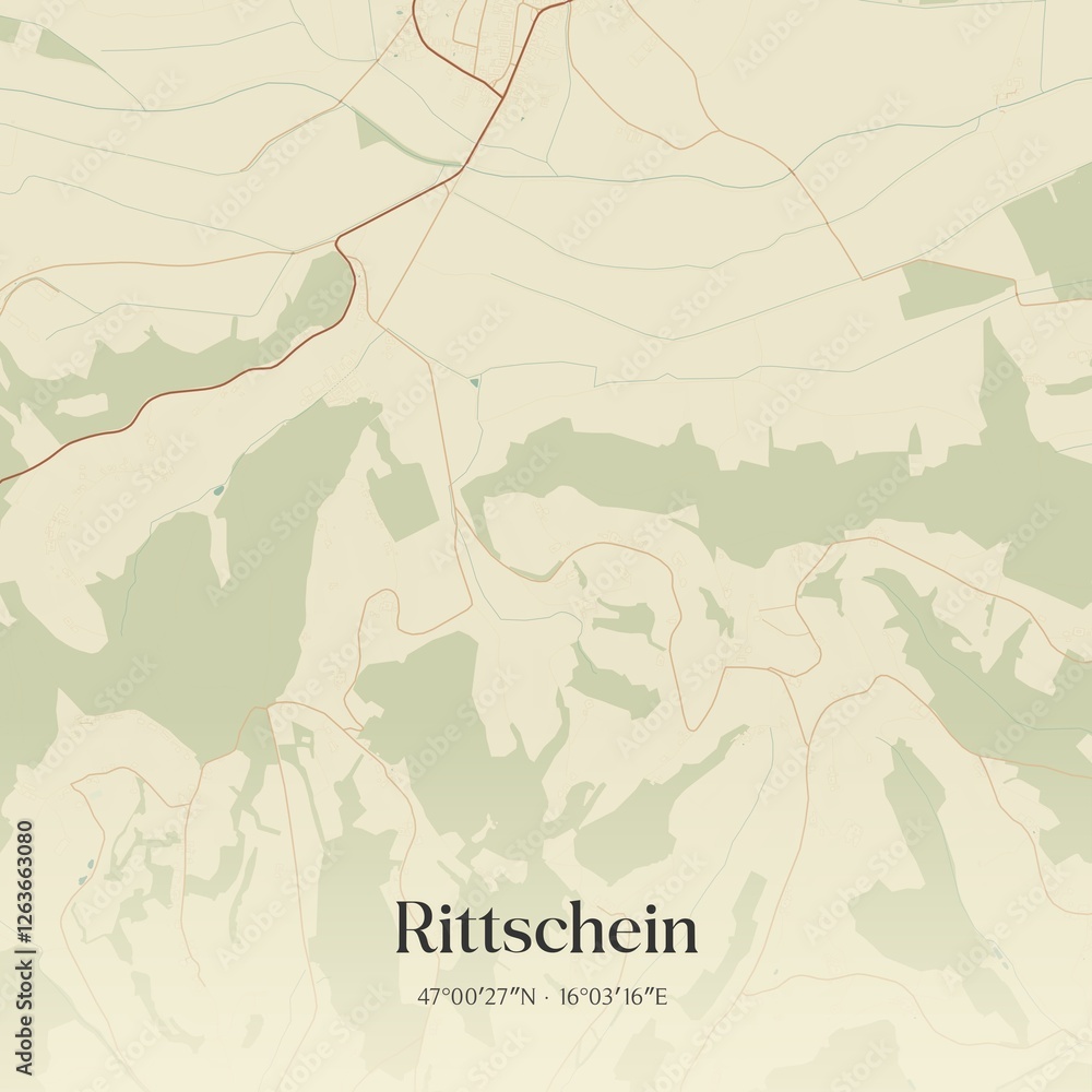 Vintage map of Rittschein, Austria.