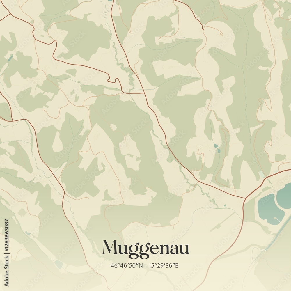 Vintage map of Muggenau, Austria.
