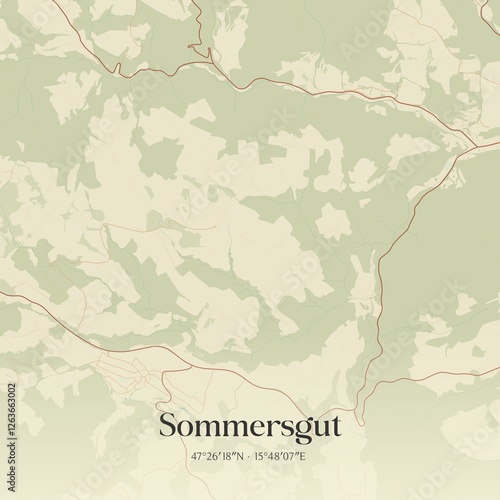 Obraz na płótnie Vintage map of Sommersgut, Austria. w salonie