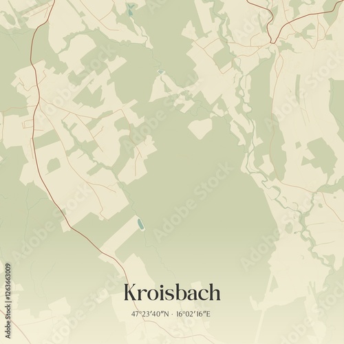 Obraz na płótnie Vintage map of Kroisbach, Austria. w salonie
