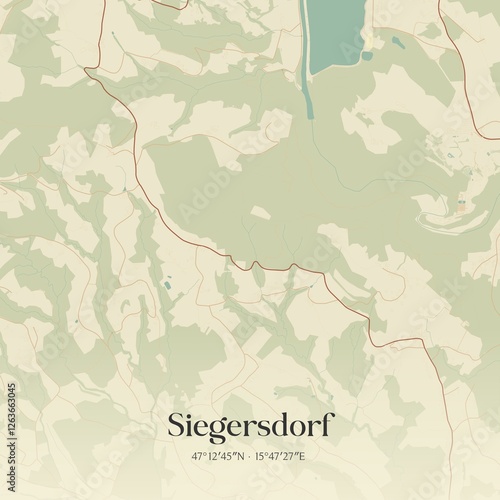 Vintage map of Siegersdorf, Austria.