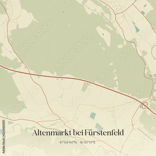 Obraz na płótnie Vintage map of Altenmarkt bei Fürstenfeld, Austria. w salonie